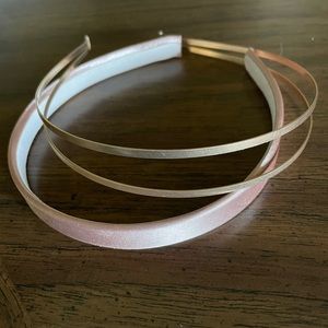 Pink satin + gold metal headbands